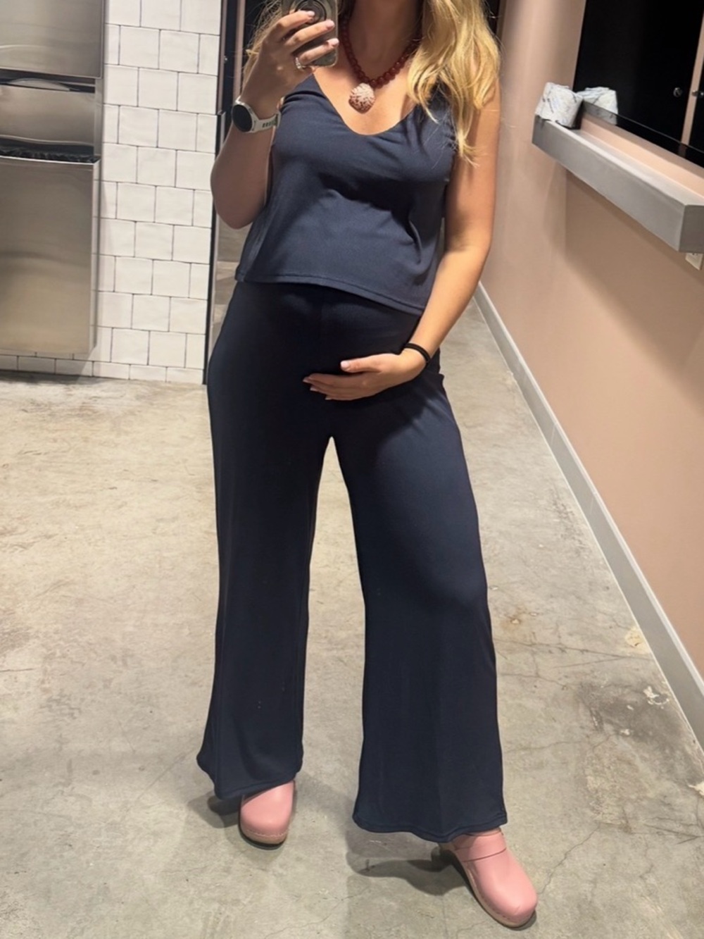 Women's Navy Wide-Leg Jumpsuit - Sleeveless Comfort